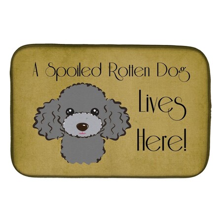 Carolines Treasures Silver Gray Poodle Spoiled Dog Lives Here Dish Drying Mat BB1507DDM